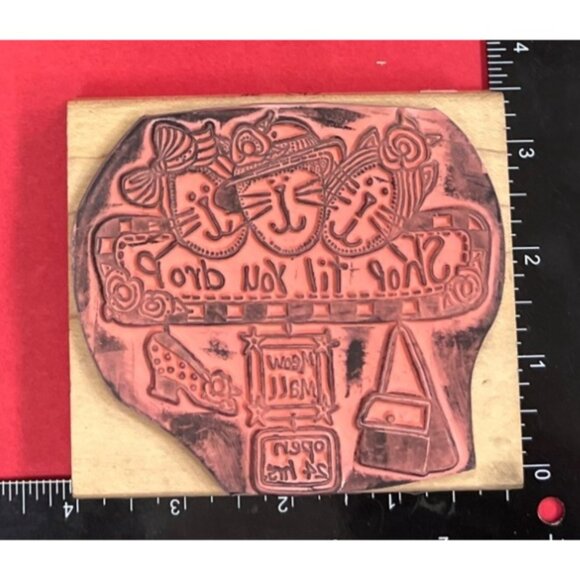 Shop Til You Drop Cat-Themed rubber stamp by Alma Lynne & inkadinkado - Picture 2 of 4